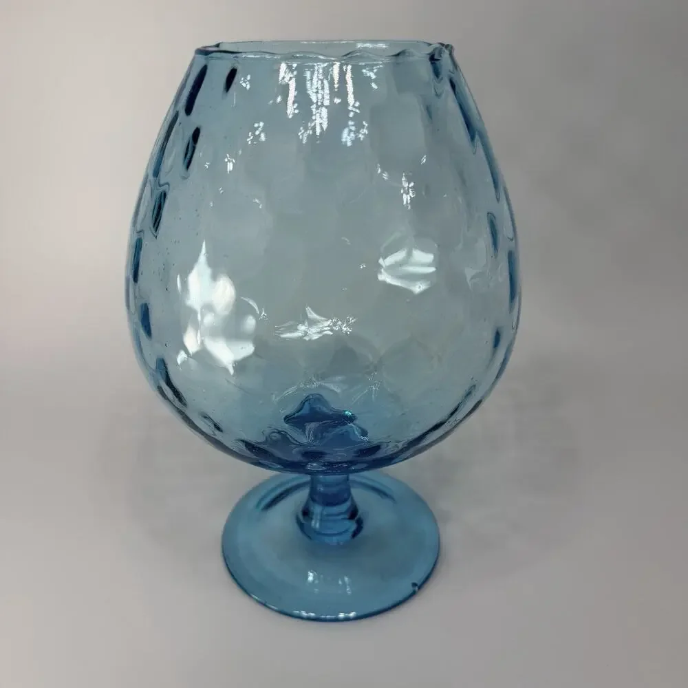 Vintage Empoli Aqua Blue Optic Brandy Snifter Vase Art Glass 9